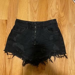 Black Ripped Jean Shorts Forever 21